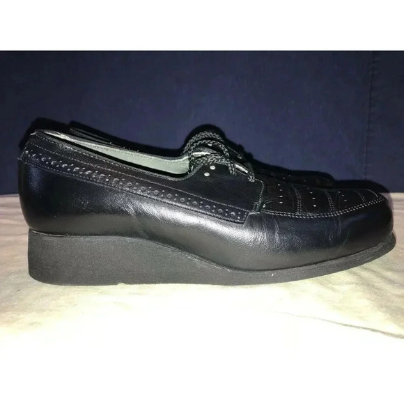 P. W. Minor Orthopedic Black Lace Up Wedge Heel Comfort Shoe 6.5 B Medium - Picture 4 of 8